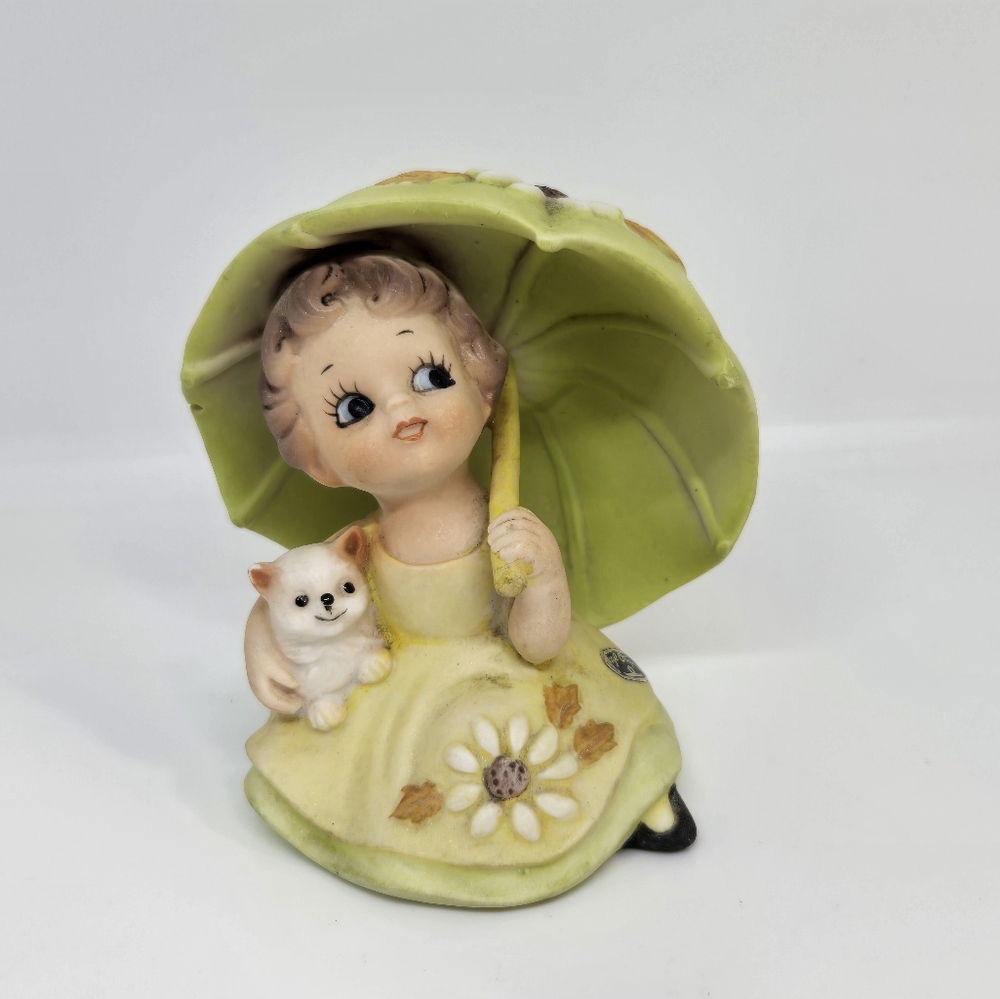 Vtg Josef Original Girl with Umbrella and Puppy